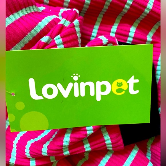 LOVINPET LARGE🐶DOG🐶 PAJAMAS PINK RED & GREEN STRIPES FULL BODY COVERAGE🌟NWT🌟 - Picture 9 of 14